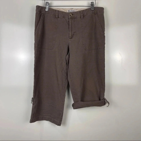 Columbia Brown Straight Leg Convertible Capri Cropped Denim Pants Size 10 - Picture 6 of 9
